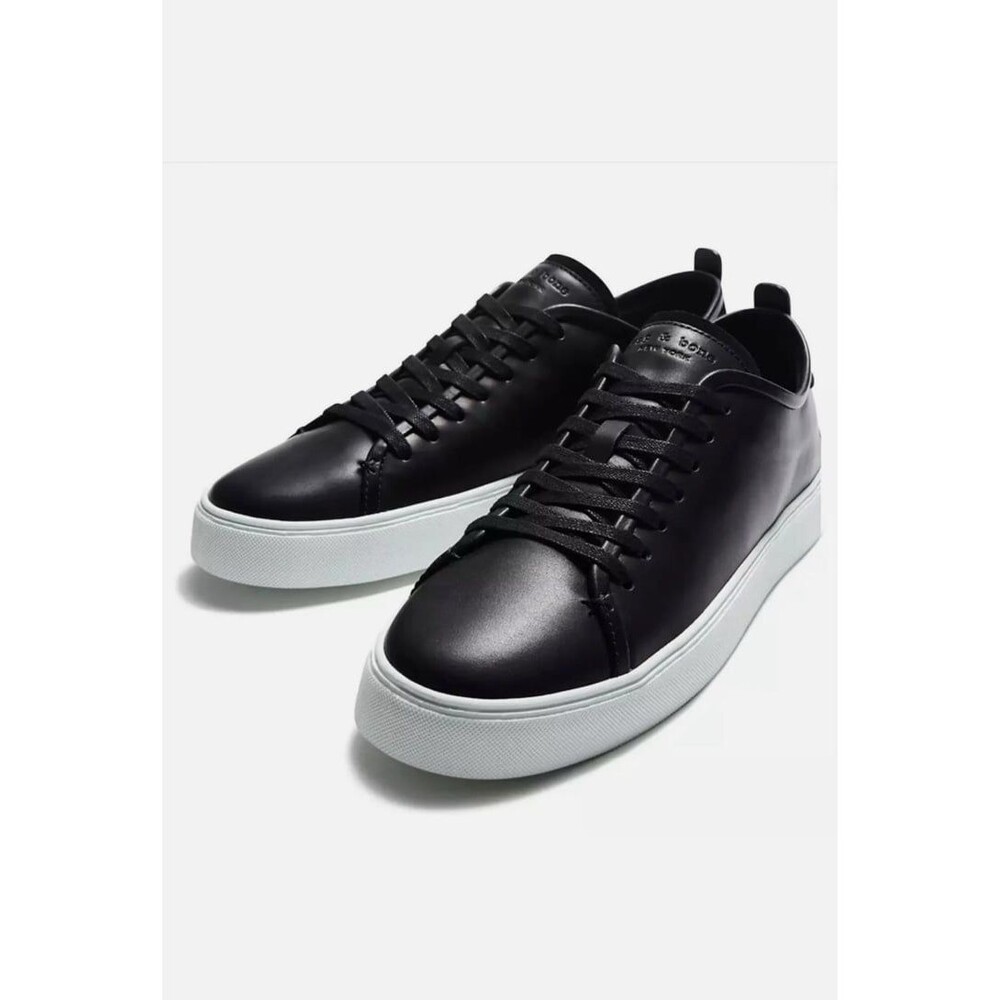 rag & bone New York Men's Perry Black Leather Low Top Sneakers Vibram Sole 11.5